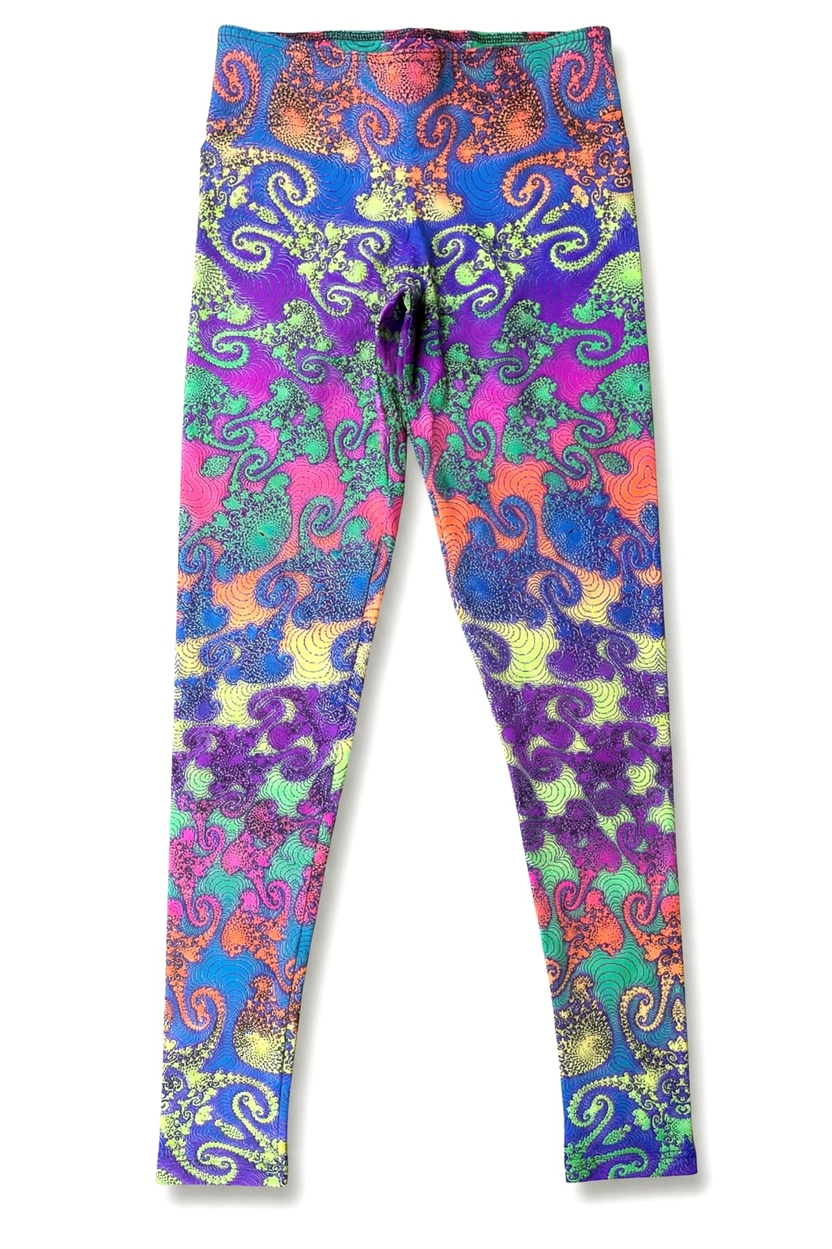 Wide waistband Leggings : Rainbow Jellyfish Fractal