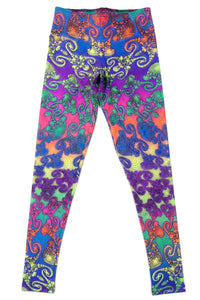 Wide waistband Leggings : Rainbow Jellyfish Fractal