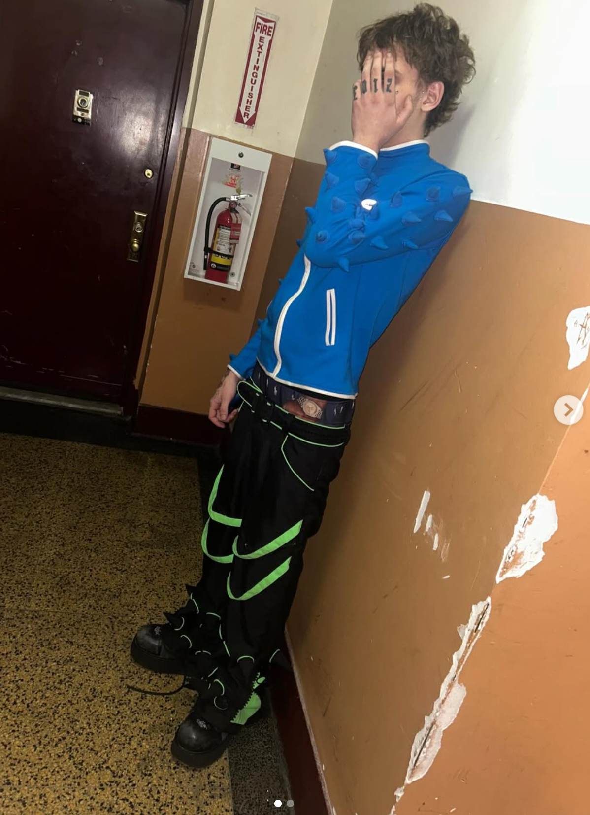 Spikey Pants : Black - UV Lime