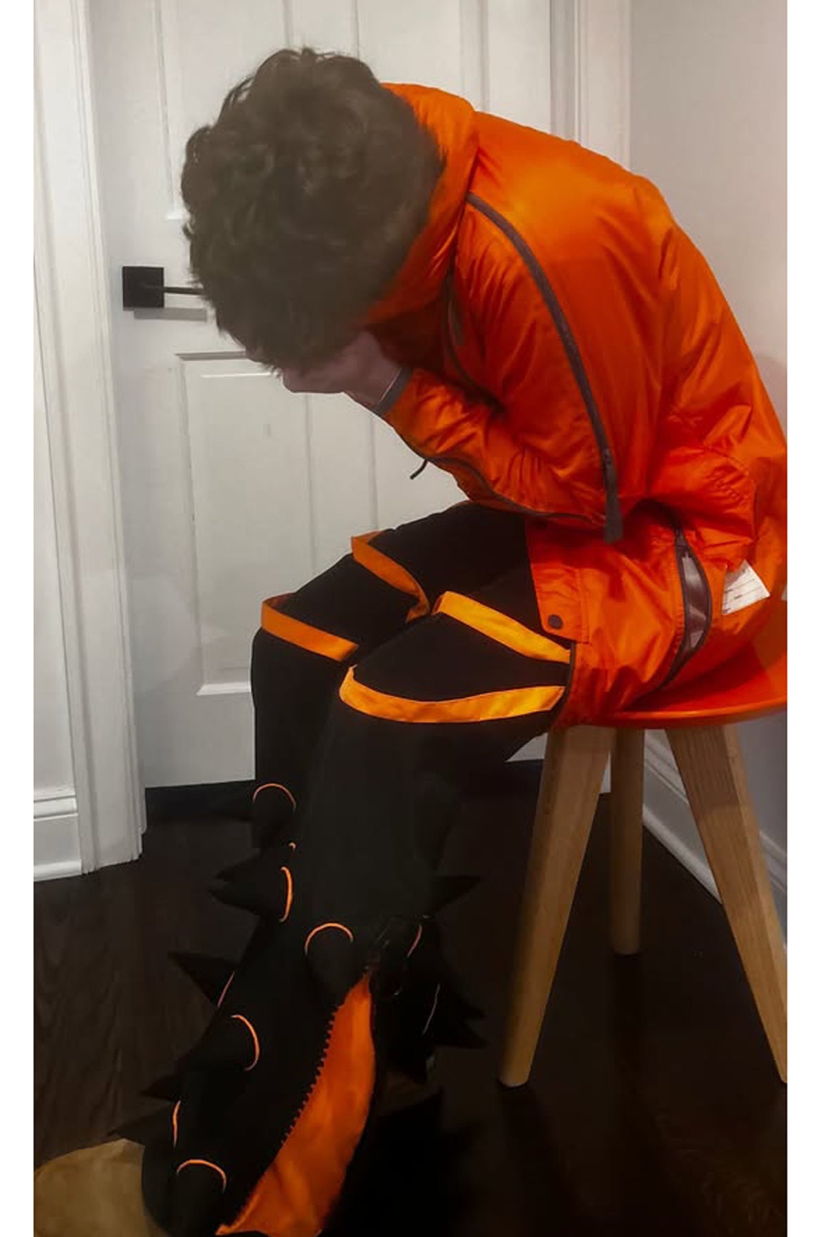 Spikey Pants : Black - UV Orange