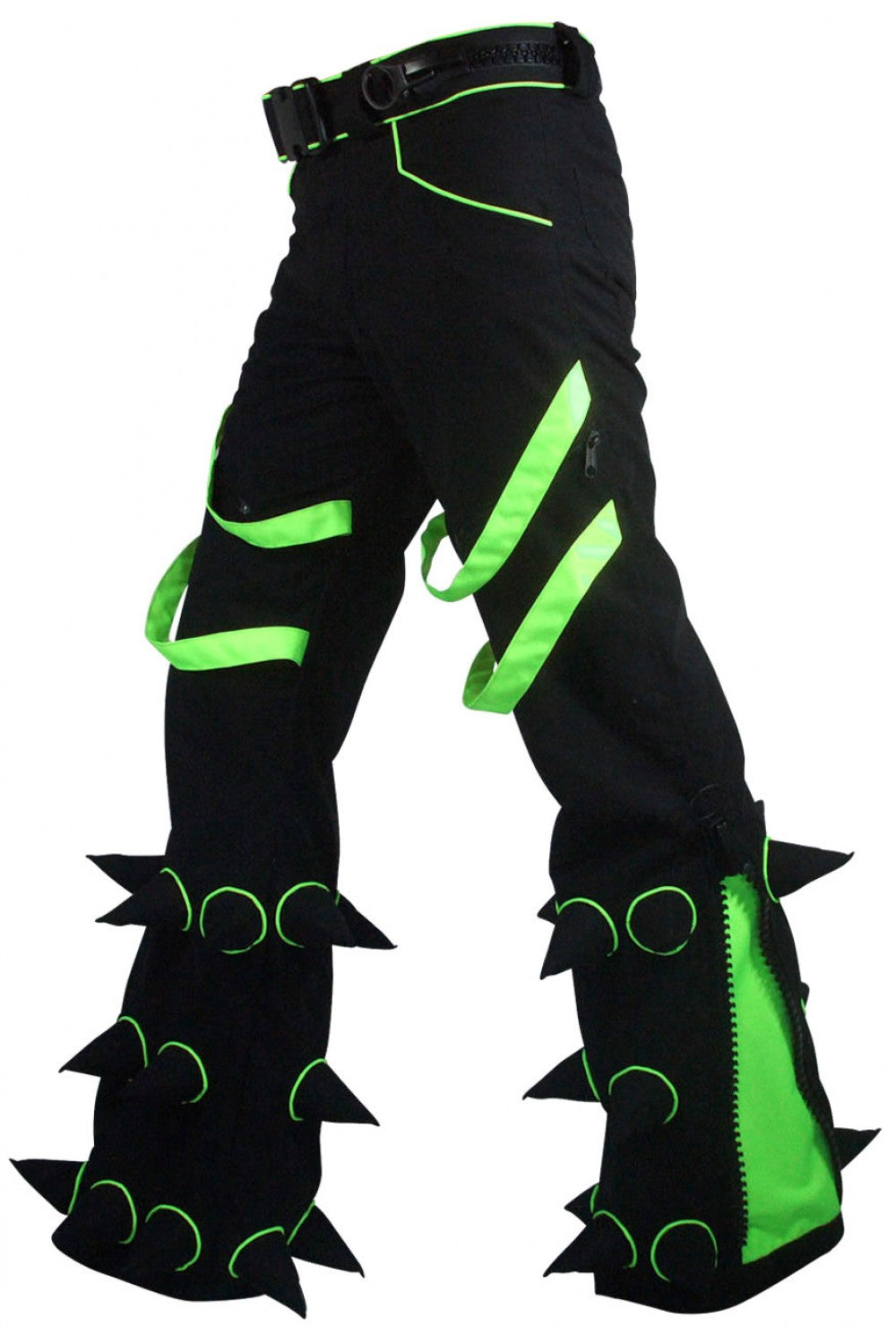 Spikey Pants : Black - UV Lime