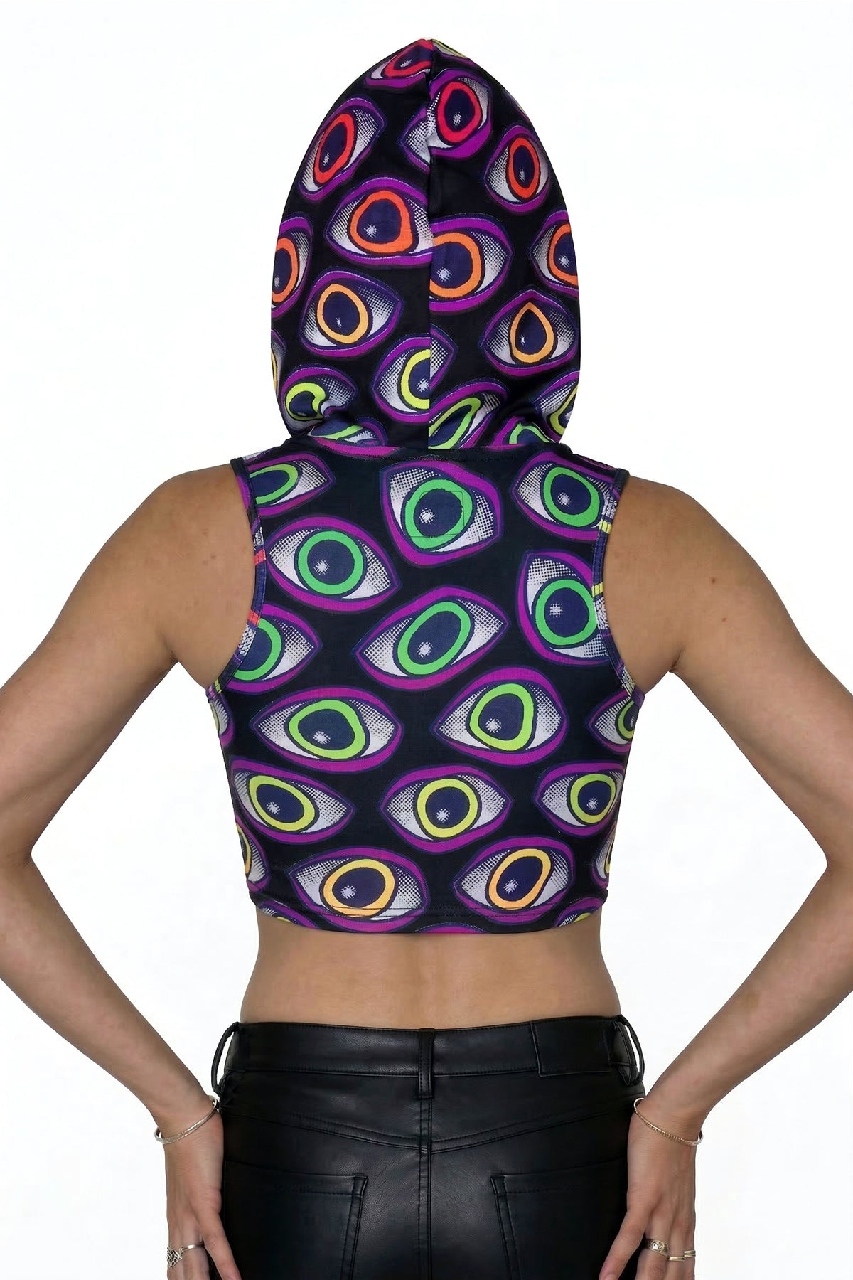 Hooded Crop Top : Rainbow Eyes