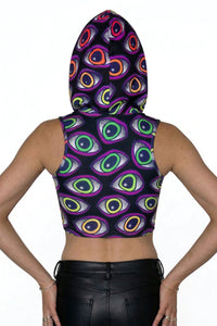 Hooded Crop Top : Rainbow Eyes