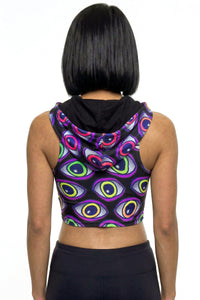Hooded Crop Top : Rainbow Eyes