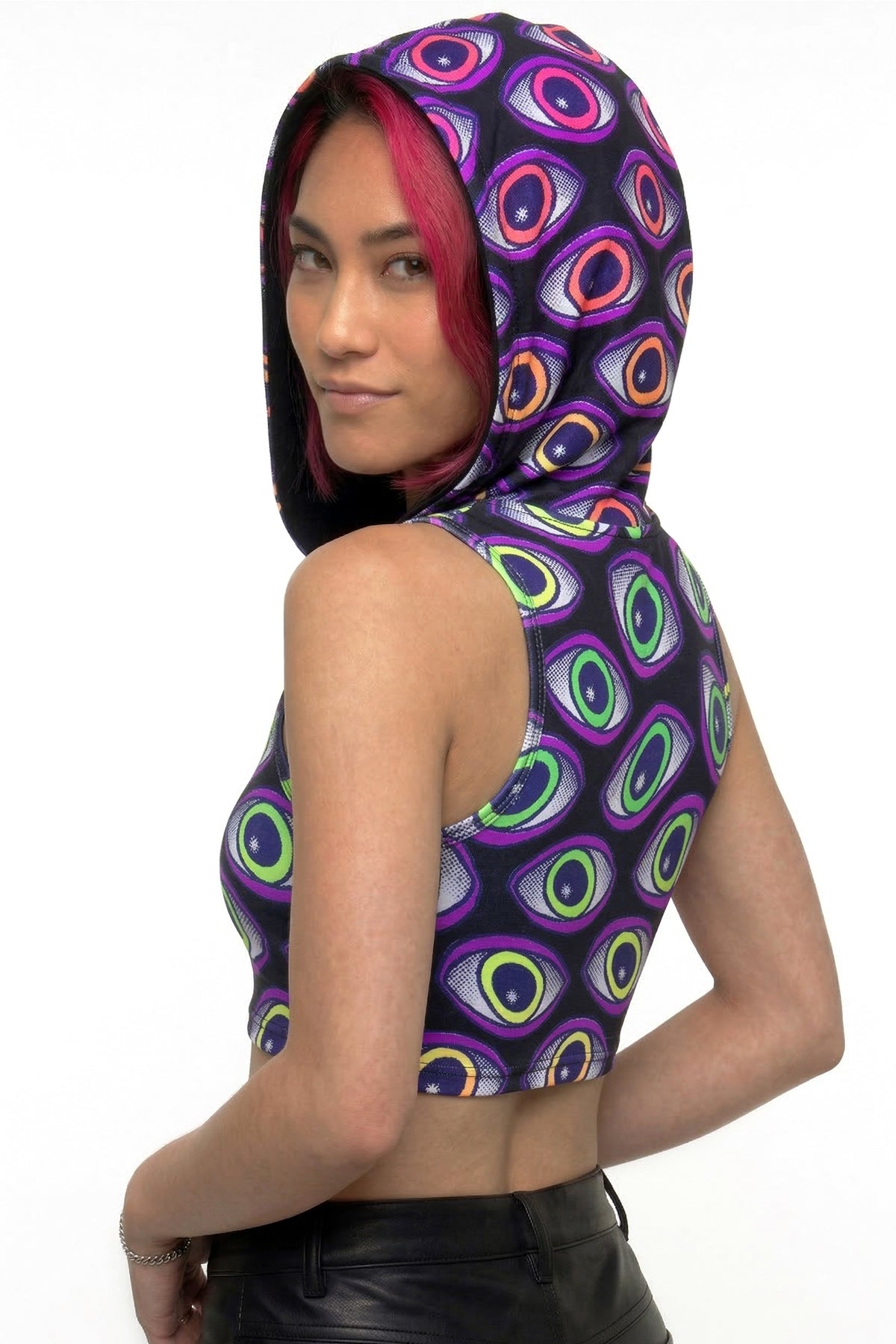 Hooded Crop Top : Rainbow Eyes