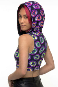 Hooded Crop Top : Rainbow Eyes