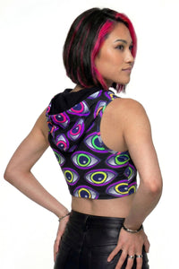Hooded Crop Top : Rainbow Eyes