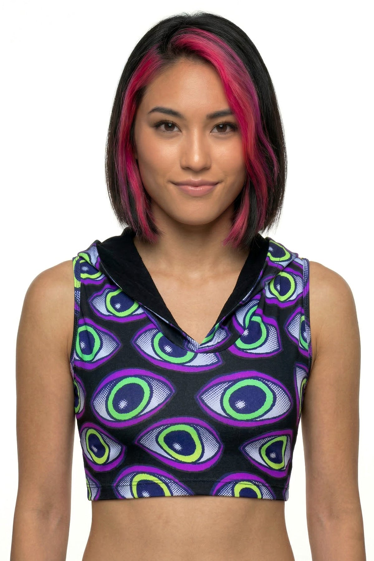 Hooded Crop Top : Rainbow Eyes