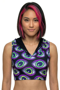Hooded Crop Top : Rainbow Eyes
