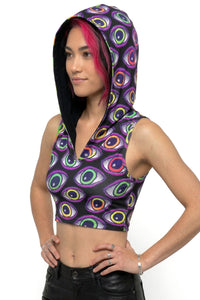 Hooded Crop Top : Rainbow Eyes