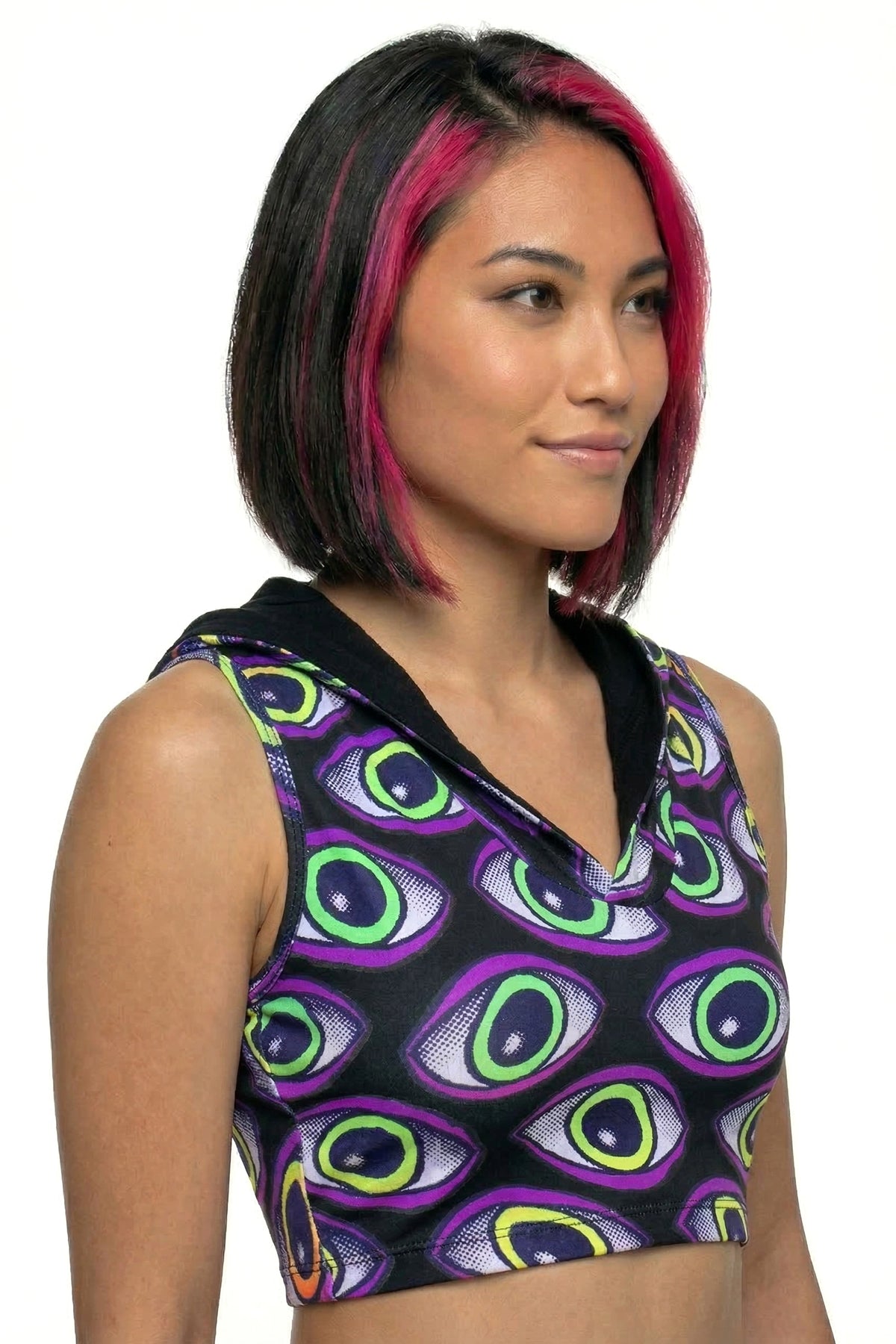 Hooded Crop Top : Rainbow Eyes