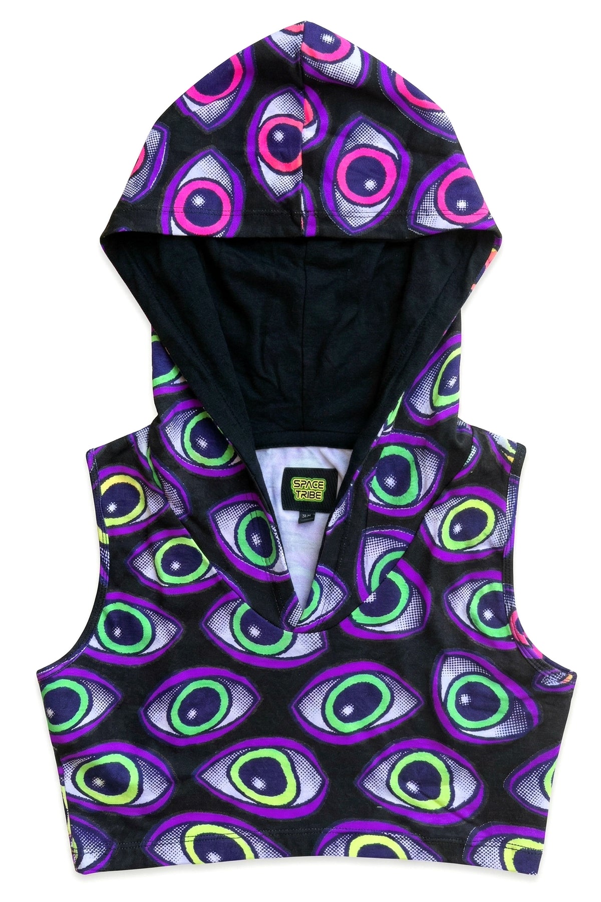 Hooded Crop Top : Rainbow Eyes