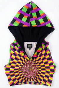 Hooded Crop Top : Rainbow Vertigo - Space Tribe