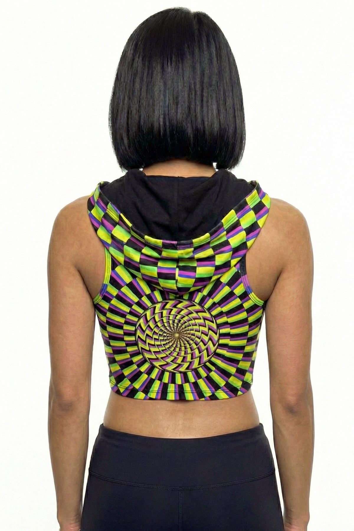 Hooded Crop Top : Lime Vertigo - Space Tribe