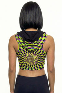 Hooded Crop Top : Lime Vertigo - Space Tribe