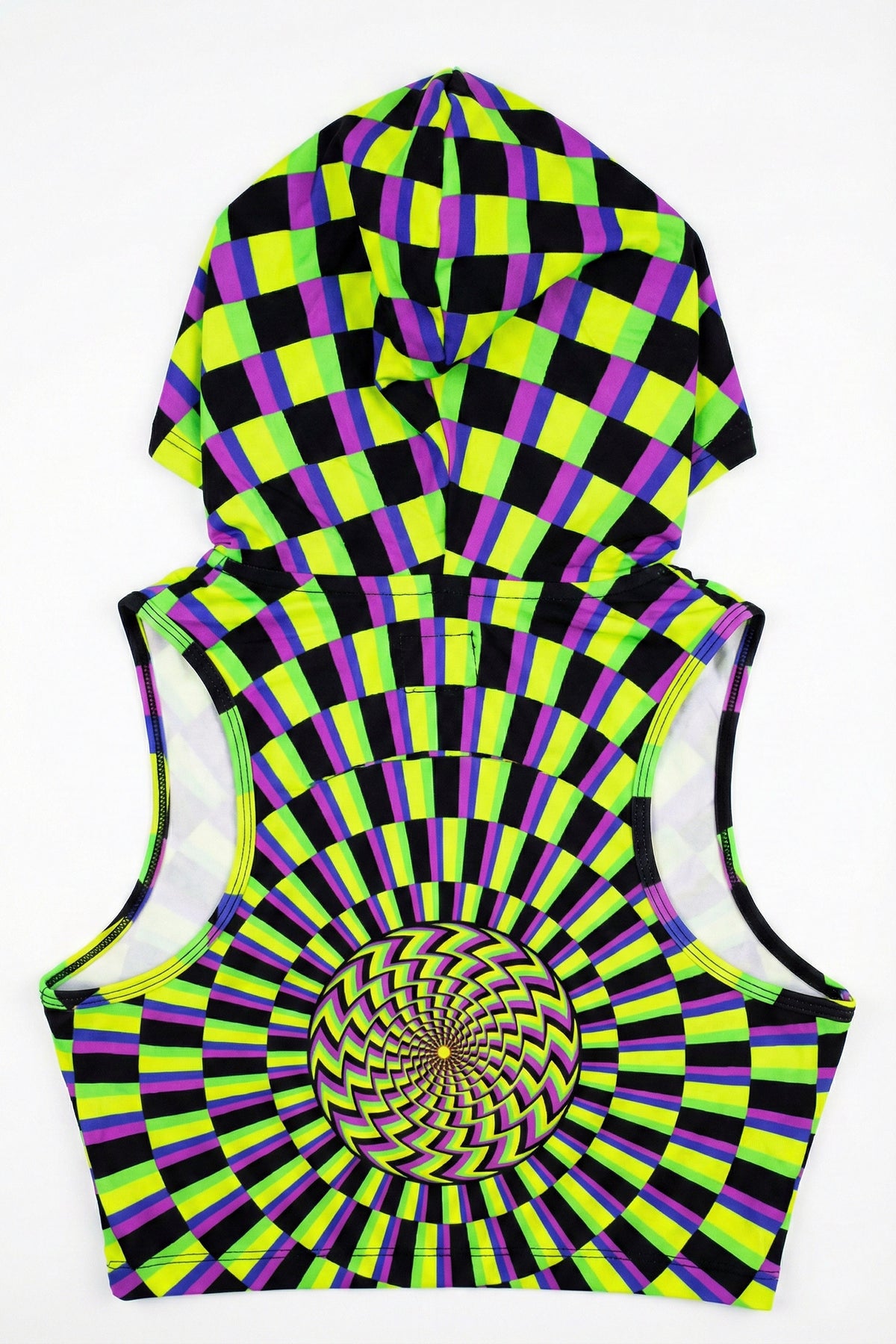 Hooded Crop Top : Lime Vertigo - Space Tribe