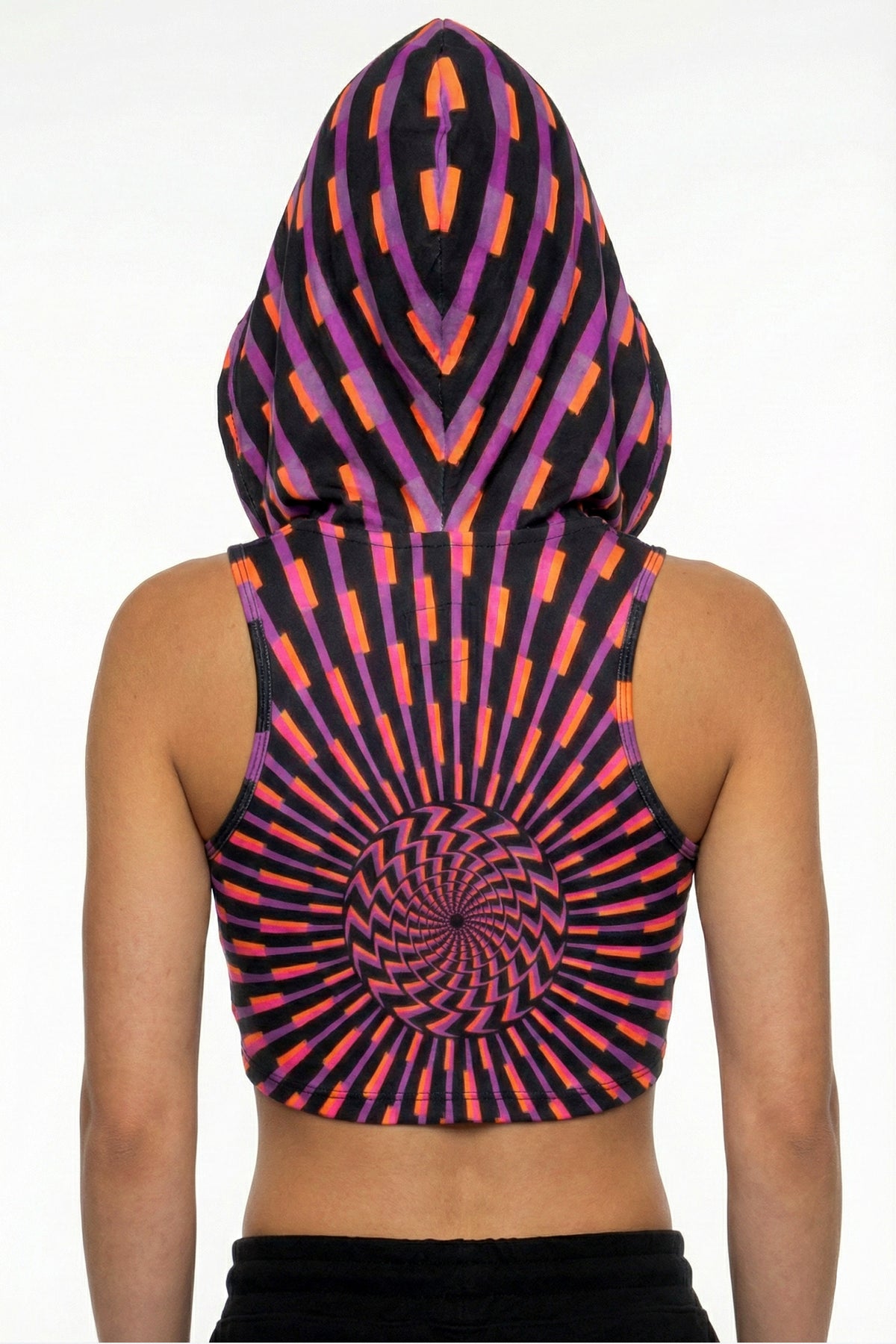 Hooded Crop Top : Purple/Pink Vertigo - Space Tribe