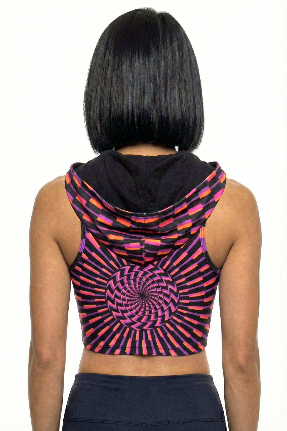 Hooded Crop Top : Purple/Pink Vertigo - Space Tribe