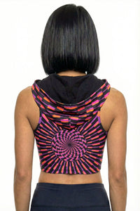 Hooded Crop Top : Purple/Pink Vertigo - Space Tribe