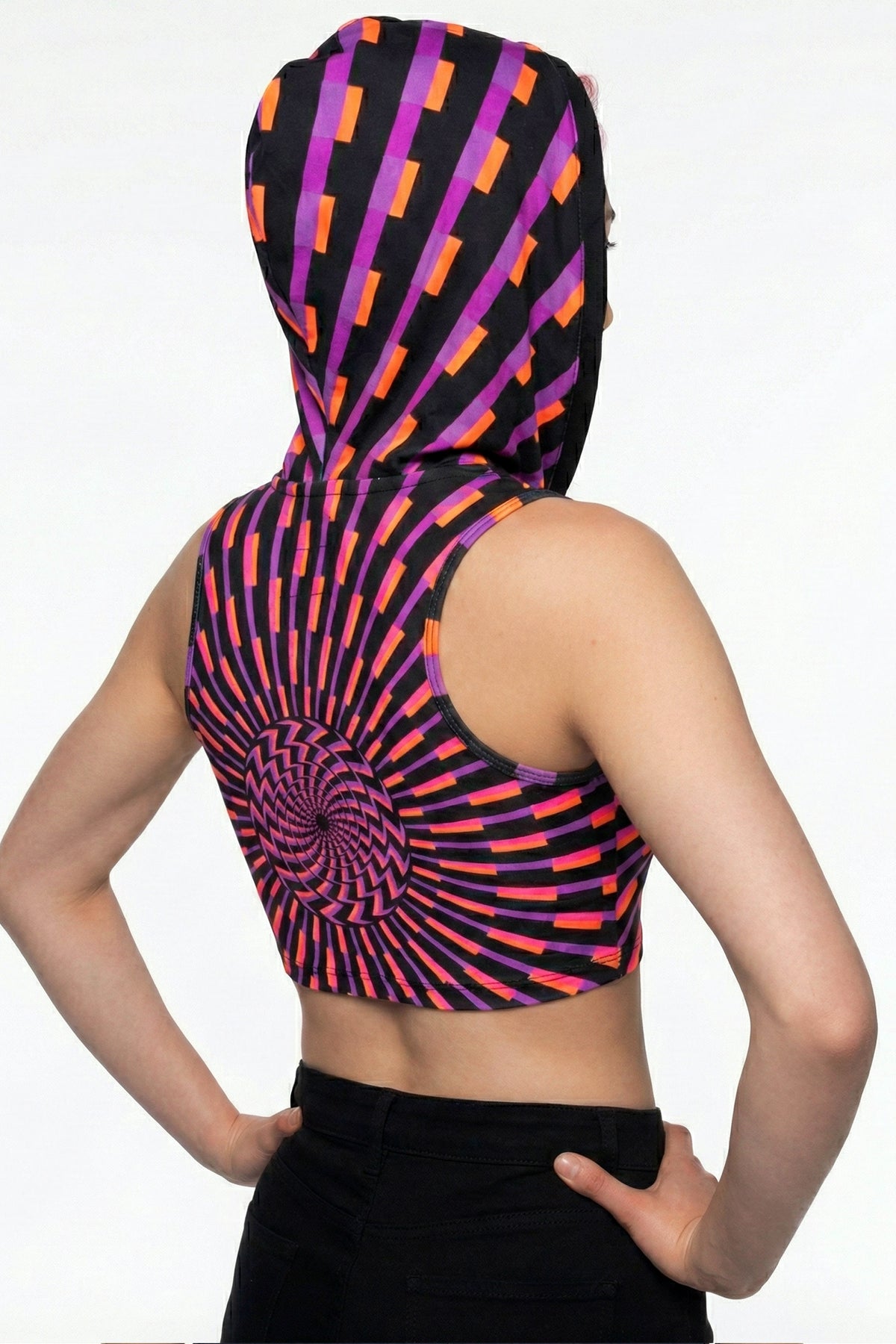 Hooded Crop Top : Purple/Pink Vertigo - Space Tribe