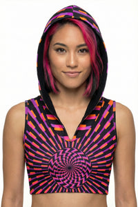 Hooded Crop Top : Purple/Pink Vertigo - Space Tribe