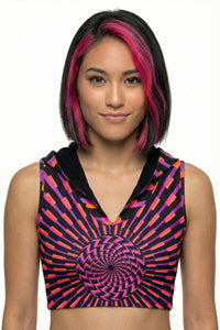 Hooded Crop Top : Purple/Pink Vertigo - Space Tribe
