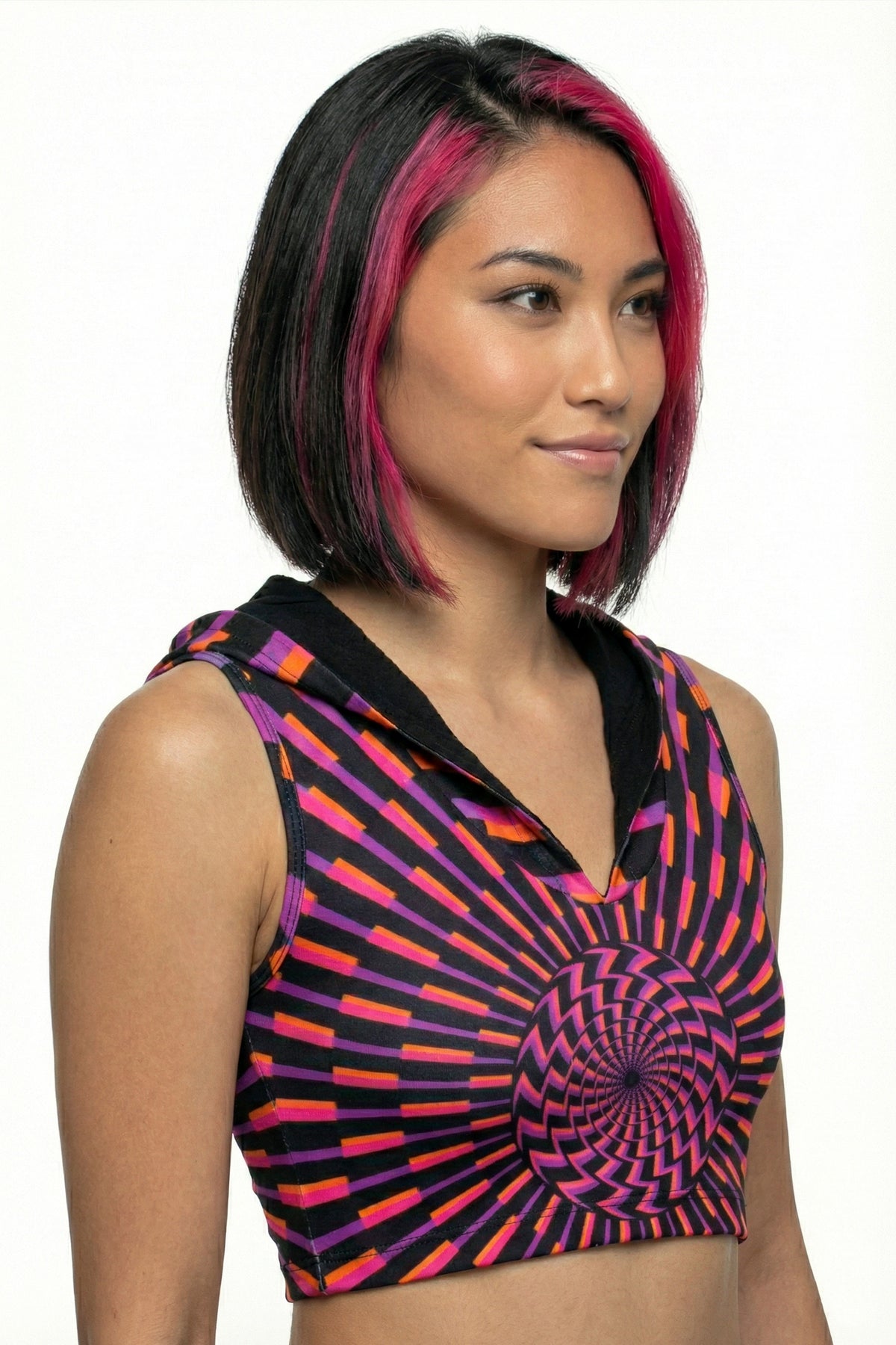 Hooded Crop Top : Purple/Pink Vertigo - Space Tribe