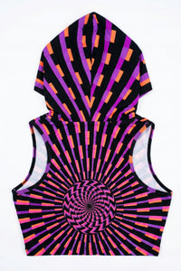 Hooded Crop Top : Purple/Pink Vertigo - Space Tribe