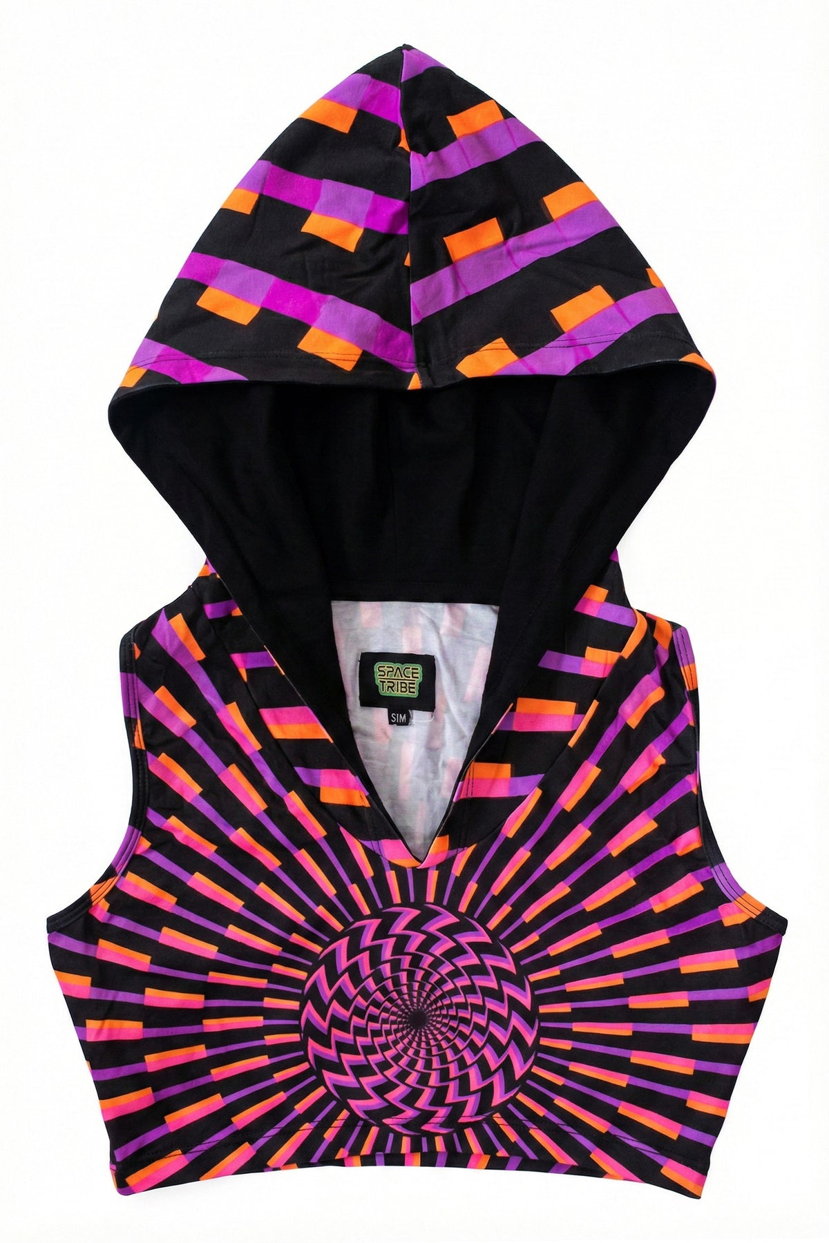 Hooded Crop Top : Purple/Pink Vertigo - Space Tribe