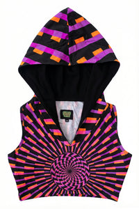 Hooded Crop Top : Purple/Pink Vertigo - Space Tribe