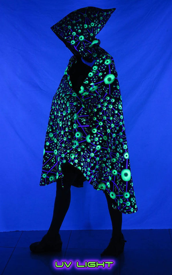 Hooded Cape : Atomic Alien - Women Capes - Space Tribe