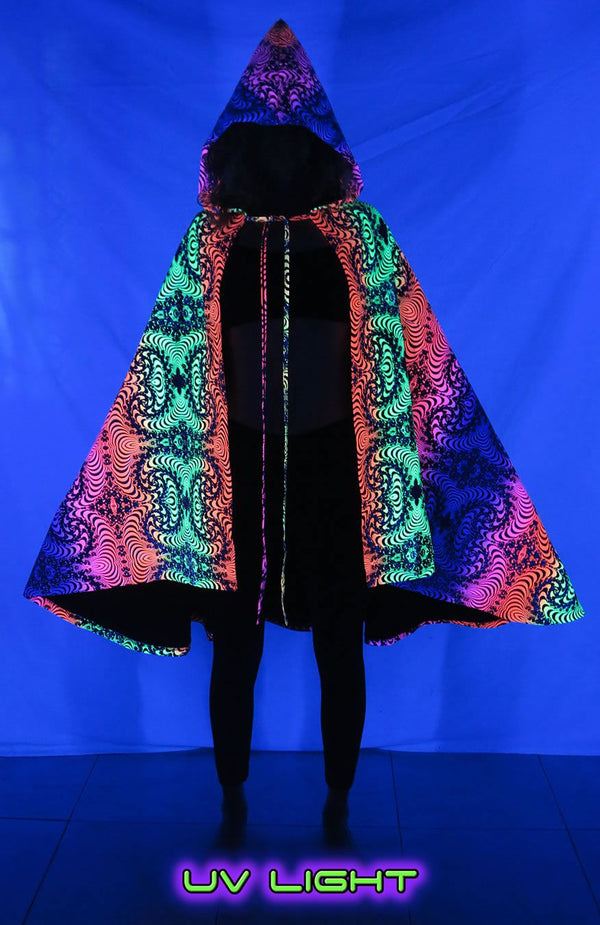 Hooded Cape : Rainbow Fractal - Women Capes - Space Tribe
