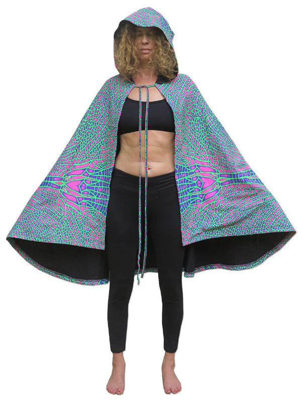 Hooded Cape : Acid Dragonfly - Women Capes - Space Tribe