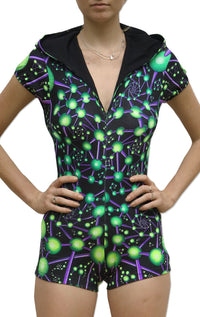 Hooded Playsuit : Atomic Alien - Women Catsuits - Space Tribe