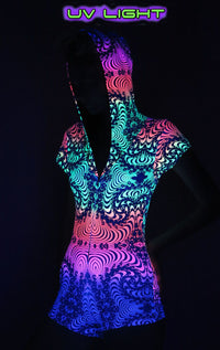 Hooded Playsuit : Rainbow Fractal - Women Catsuits - Space Tribe