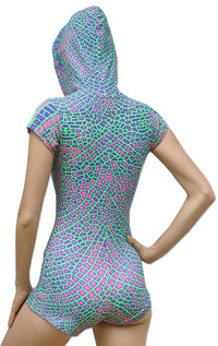 Hooded Playsuit : Acid Dragonfly - Women Catsuits - Space Tribe