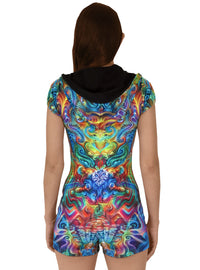 Sublime Hooded Playsuit : Holographic Altar - Women Catsuits - Space Tribe