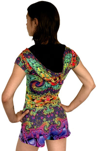 Sublime Hooded Playsuit : Whirlpool Fractal - Women Catsuits - Space Tribe