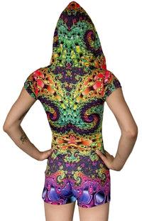 Sublime Hooded Playsuit : Whirlpool Fractal - Women Catsuits - Space Tribe