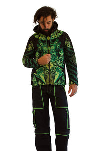 Morph Jacket Round Hood: Lime Mahakala - Men Jackets - Space Tribe