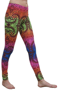 Wide waistband Leggings : Rainbow Fractal - Women Leggings - Space Tribe