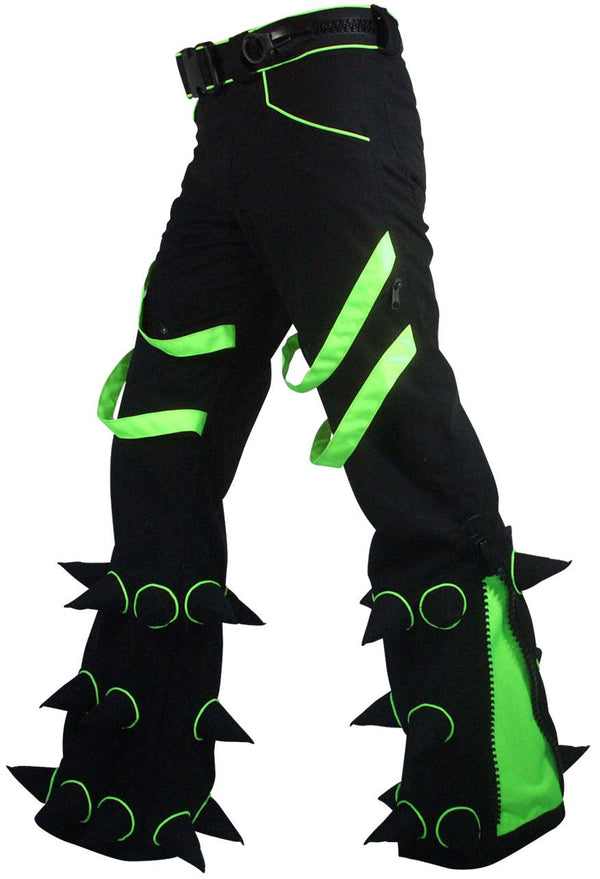 Spikey Pants : Black - UV Lime - Men Pants - Space Tribe
