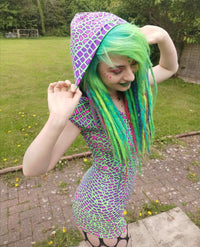 Hooded Playsuit : Acid Dragonfly - Women Catsuits - Space Tribe