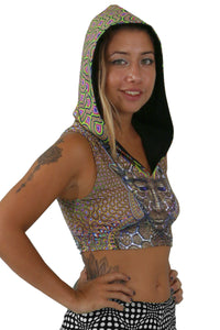 Hooded Crop Top : Micro Macro - Women Tops - Space Tribe
