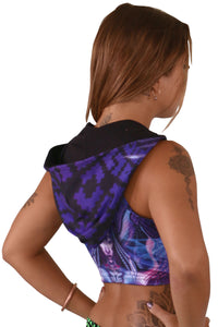 Hooded Crop Top : Violet Foxy Lady - Women Tops - Space Tribe