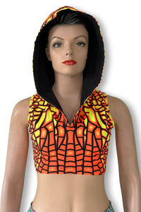 Hooded Crop Top : Fire Dragonfly