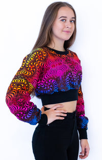 Cropped Sweat : Rainbow Fractal - Women Tops - Space Tribe